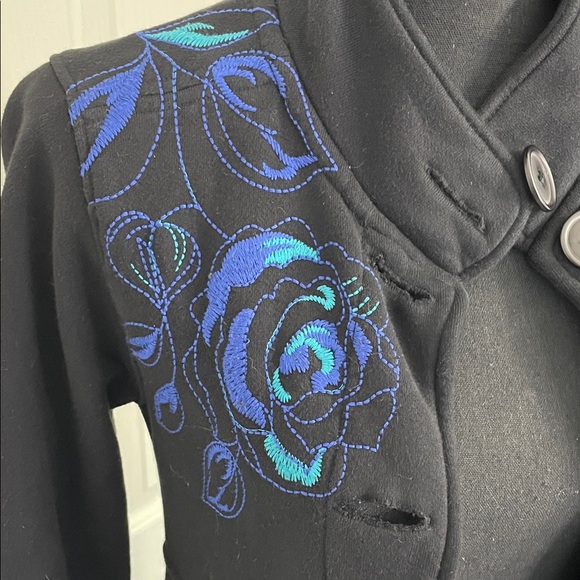 Johnny Was Black Floral Embroidered Coat - Picture 4 of 16
